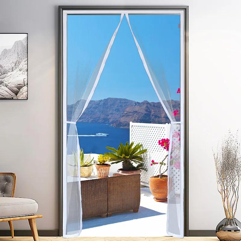 Moustiquaire magnétique blanche pour porte et fenêtre, taille personnalisée, intérieur et extérieur,