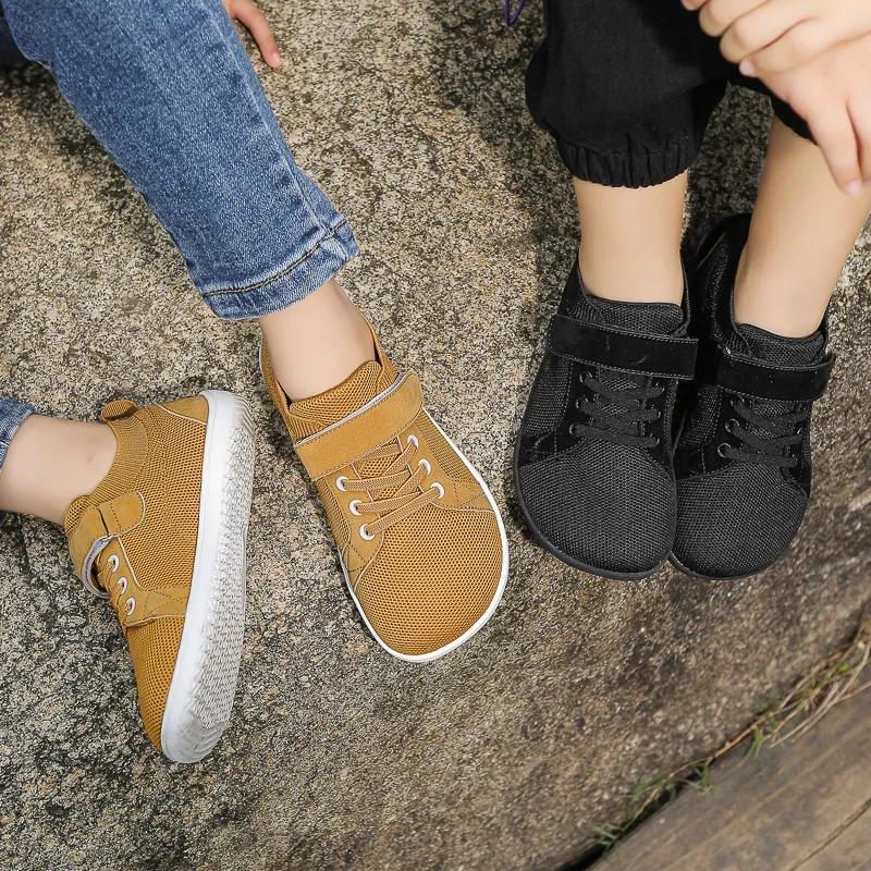 Chaussures pieds nus minimalistes pour petits/grands enfants + zéro chute + baskets larges pour garç