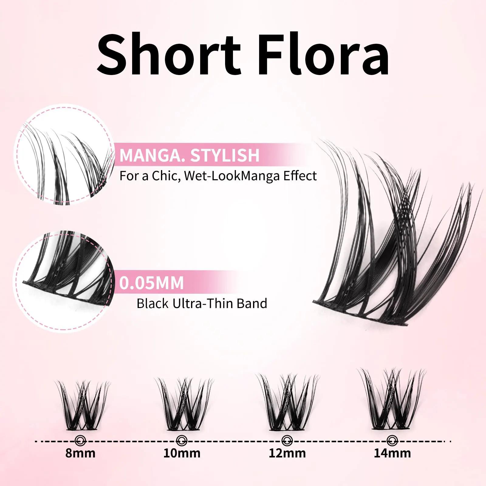 Extensions de cils individuels Manga uCoolMe Lashes Short Fairy Venus Flora 0.05mm, bouquets à espac