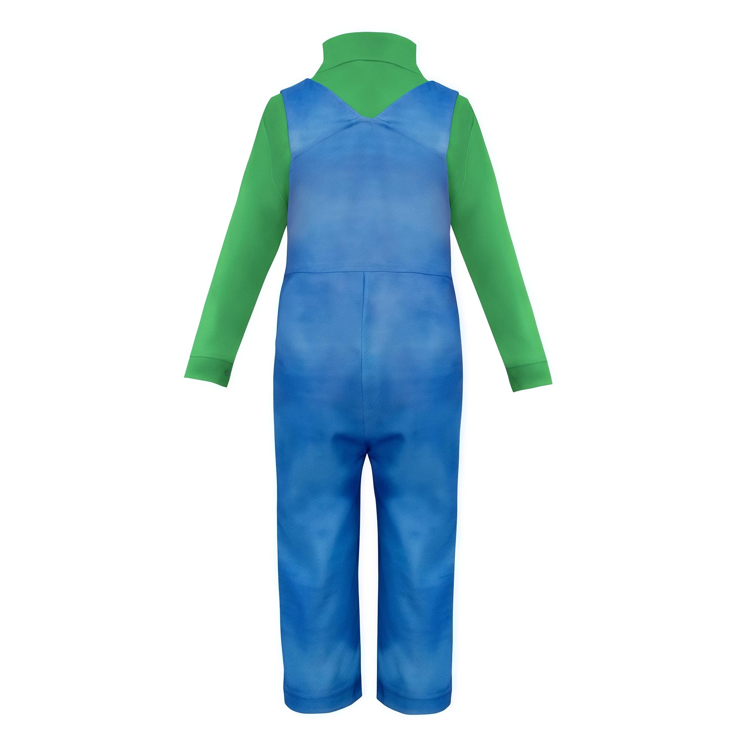Chemise de jeu Anime Bros Boys rouge et verte avec salopette pour enfants, costume de fête d'Hallowe