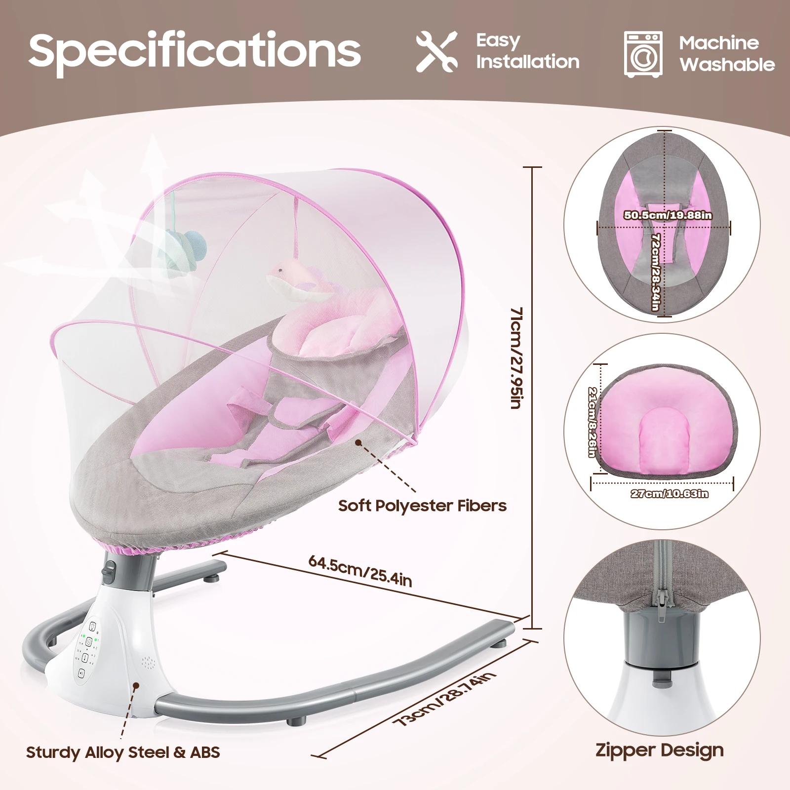 Berceau électrique pour bébé, chaise à bascule automatique pour nouveau-né avec musique Bluetooth et