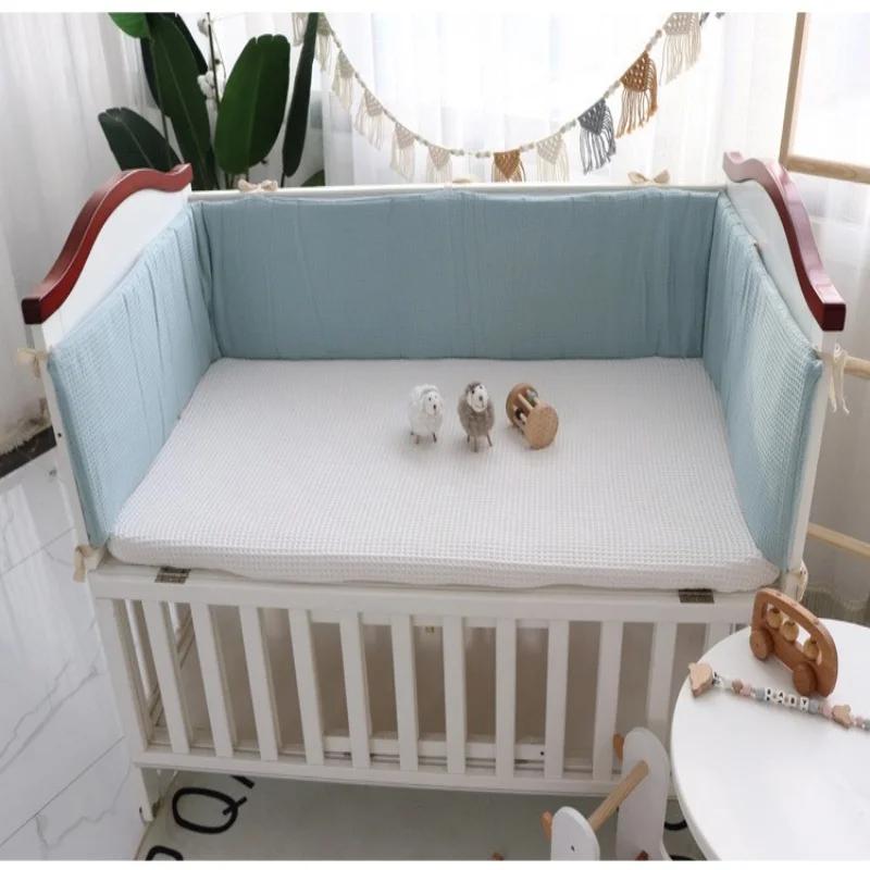 Ensemble de pare-chocs de berceau de bébé lavable en coton gaufré une pièce pour les nouveau-nés pou