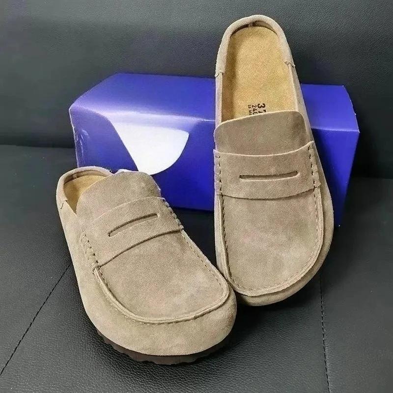 Mocassins confortables à enfiler pour femmes et hommes, chaussures à semelle en liège, bout fermé, e
