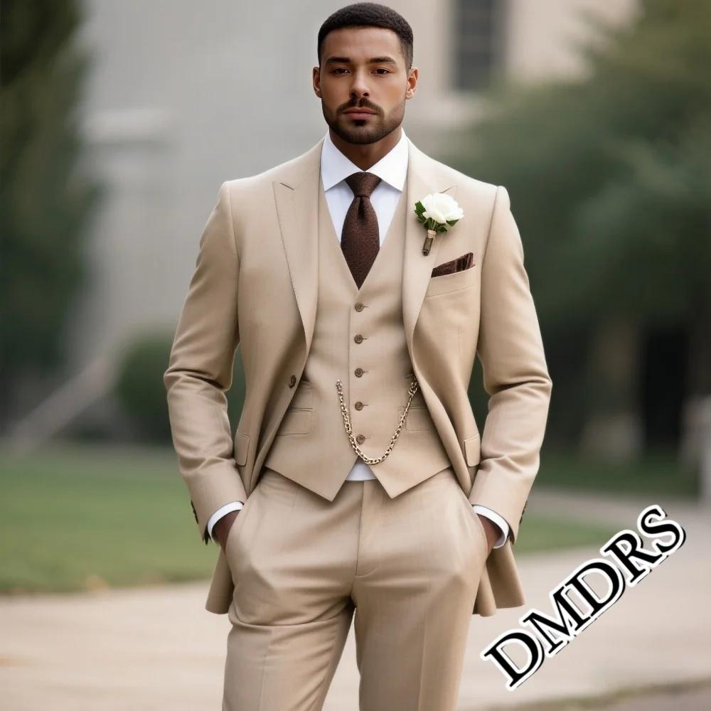 Ensemble de costume luxueux Champagne pour hommes, 2 pièces, pour mariage, formel, simple boutonnage