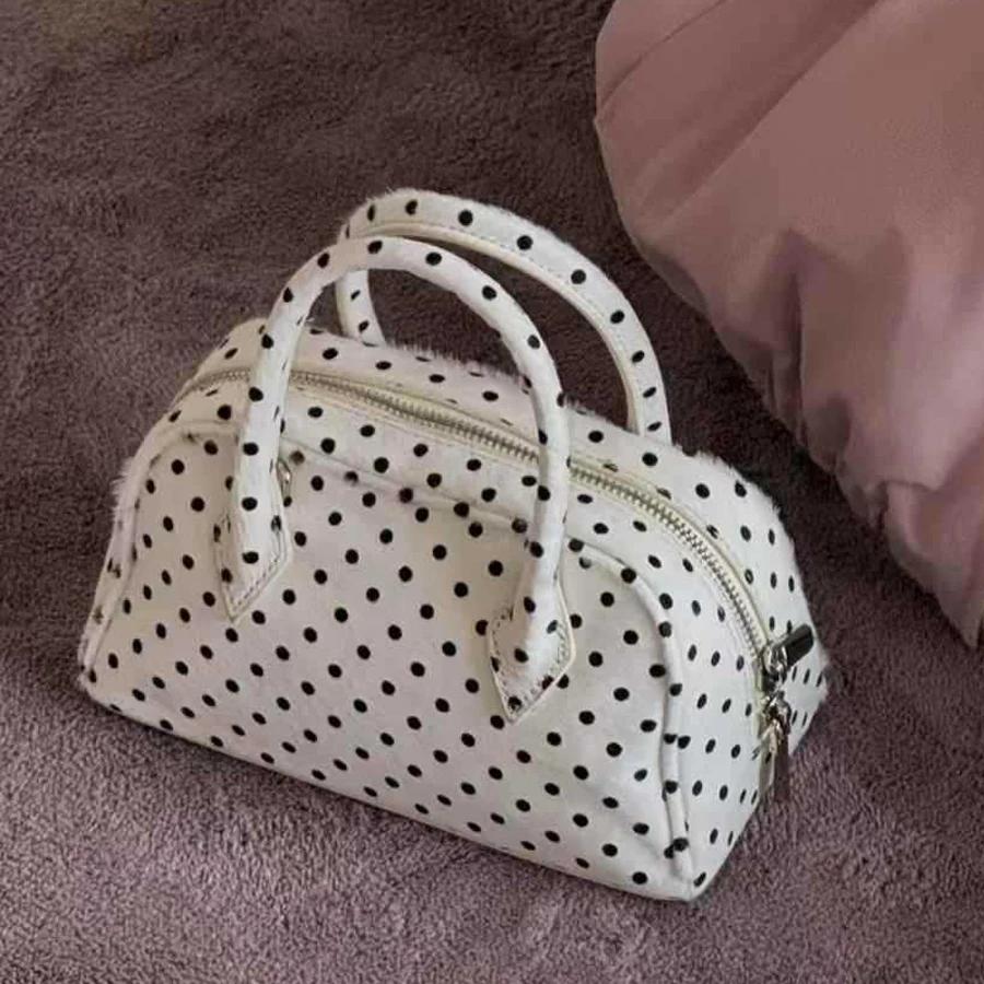 Sacs boston en cuir véritable à pois pour femmes sac à main et bourse de luxe de styliste nouveau à 