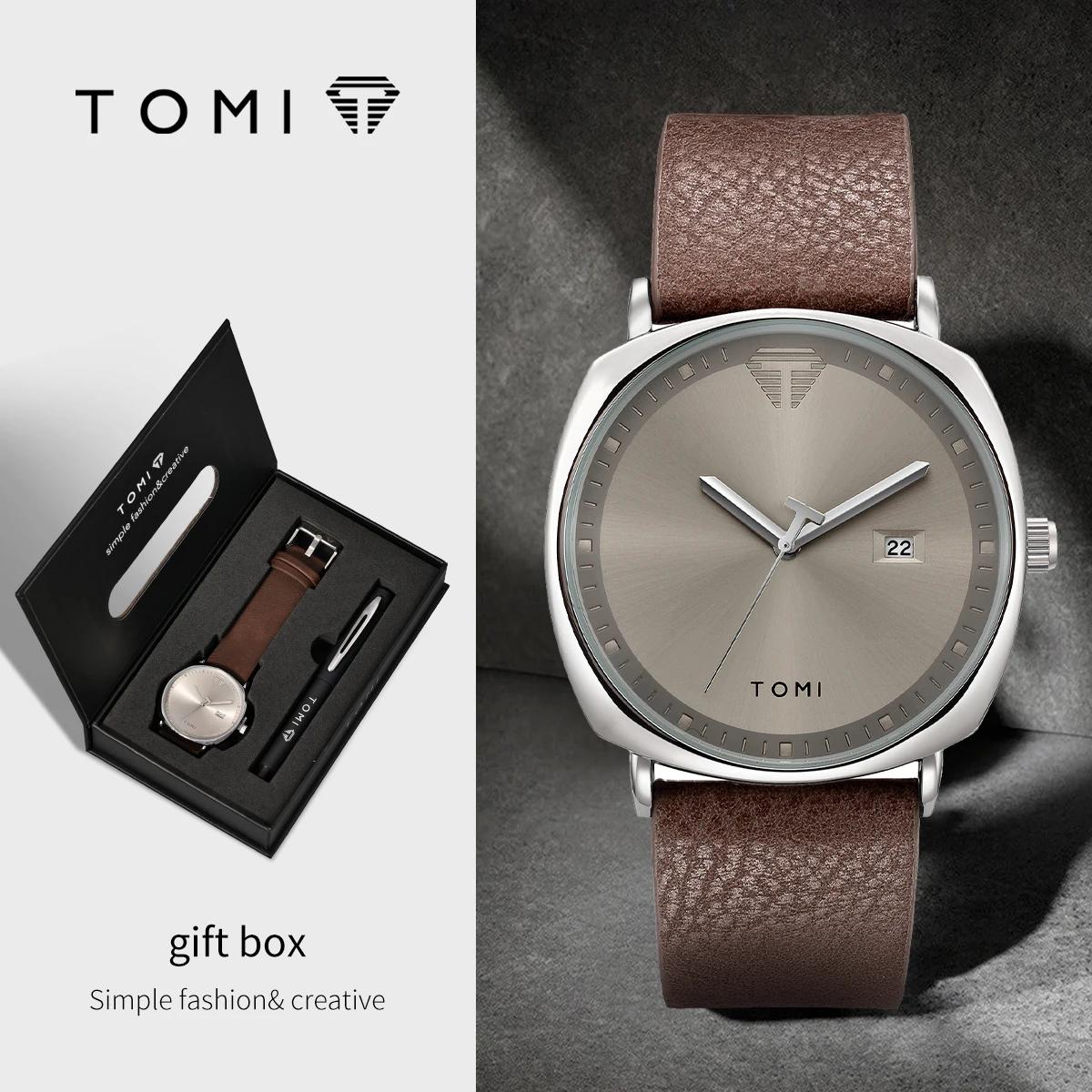 TOMI nouveau 2 pièces de luxe hommes d'affaires montre coffret cadeau Simple et décontracté hommes c
