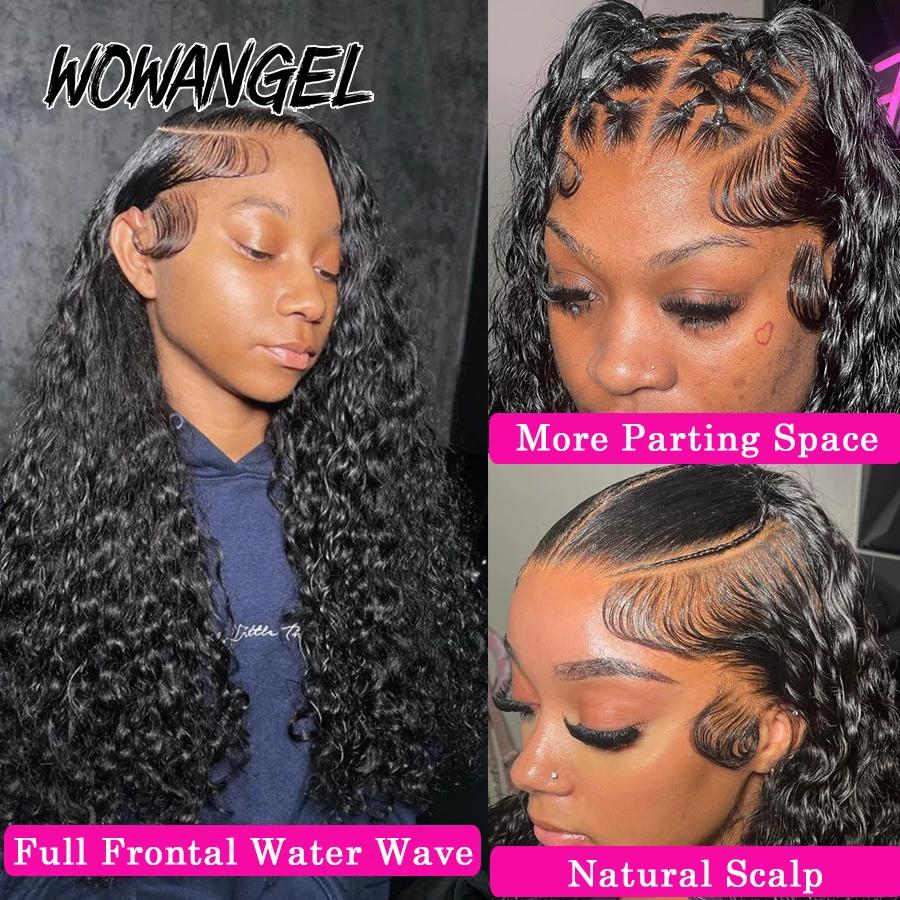Wow Angel-Perruque de cheveux humains bouclés pré-épilés pour femme, vague d'eau, perruques frontale