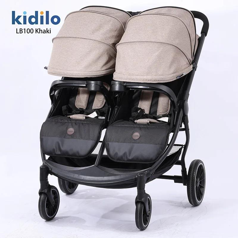 Nouvelle poussette double tout-en-un 2025, convertible assise ou allongée, légère et pliable, avec c