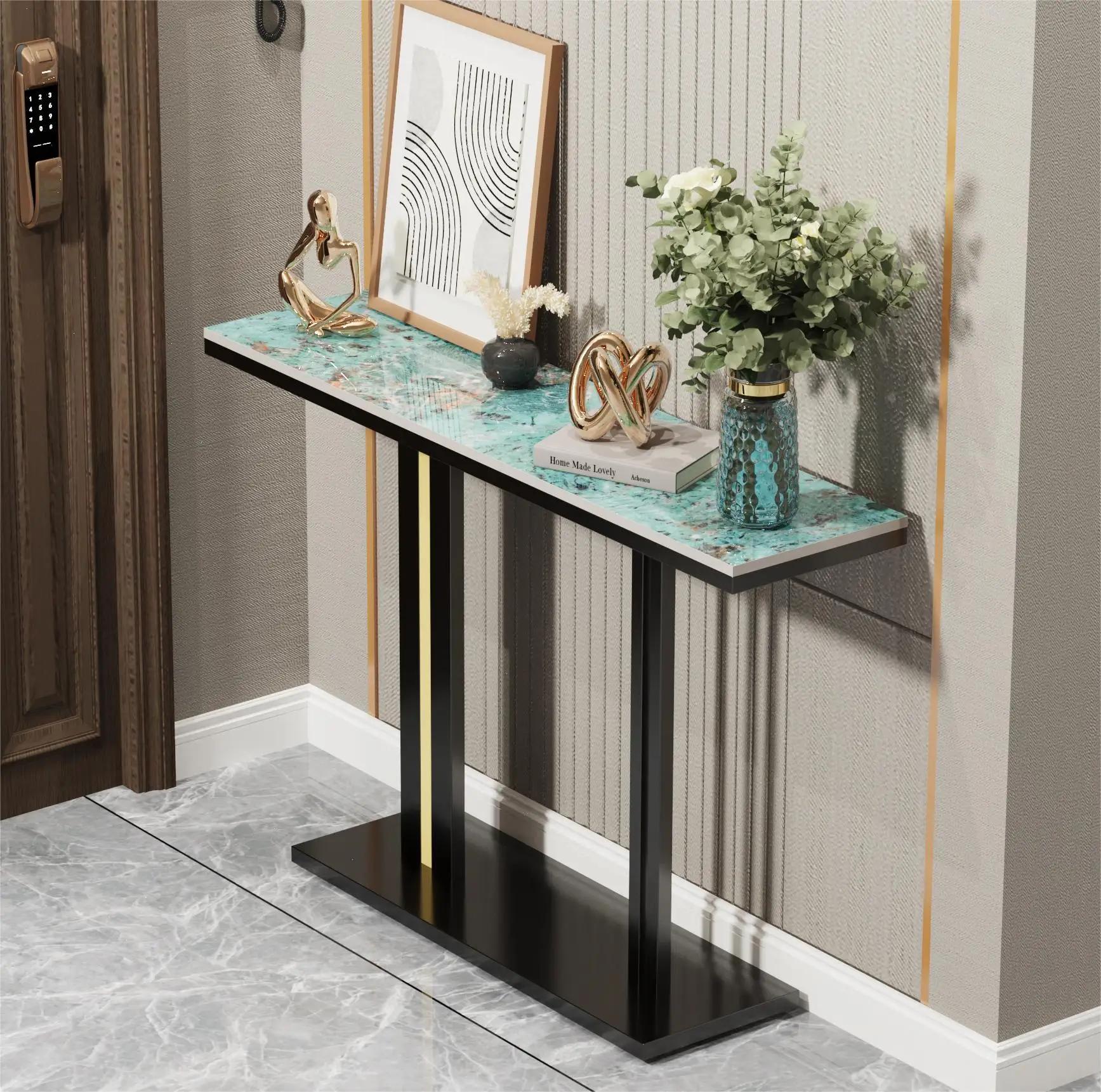 Table console en marbre Bergame délicate, salon, chambre à coucher, canapé long étroit, présentoir d