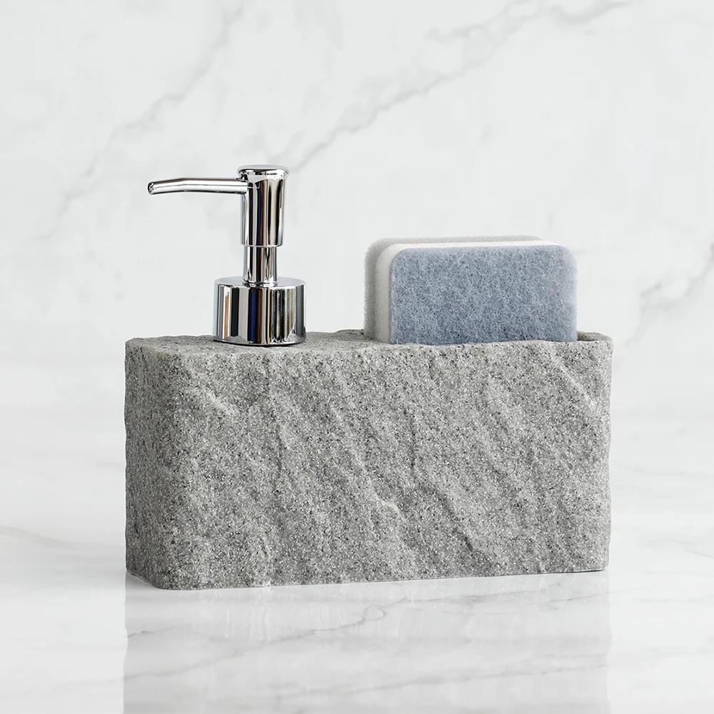 Distributeur de savon avec éponge pour évier de cuisine et salle de bain, distributeur de savon liqu