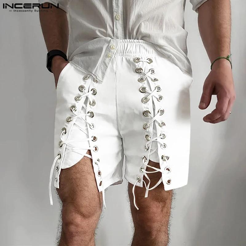 INCERUN-Short de Style Américain pour Homme, Design en Maille, Couleur Unie, Décontracté, Marche en 