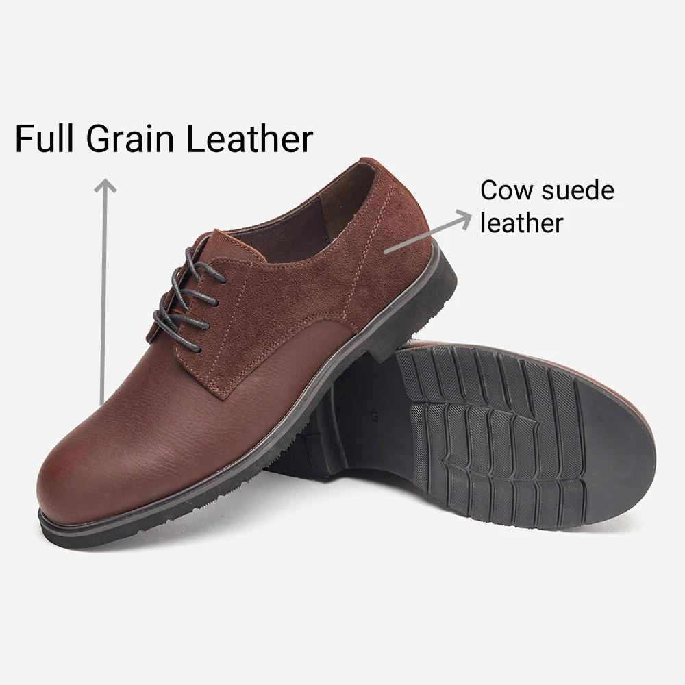 Chaussures Derby en cuir véritable pour hommes, chaussures décontractées à semelle épaisse pour homm