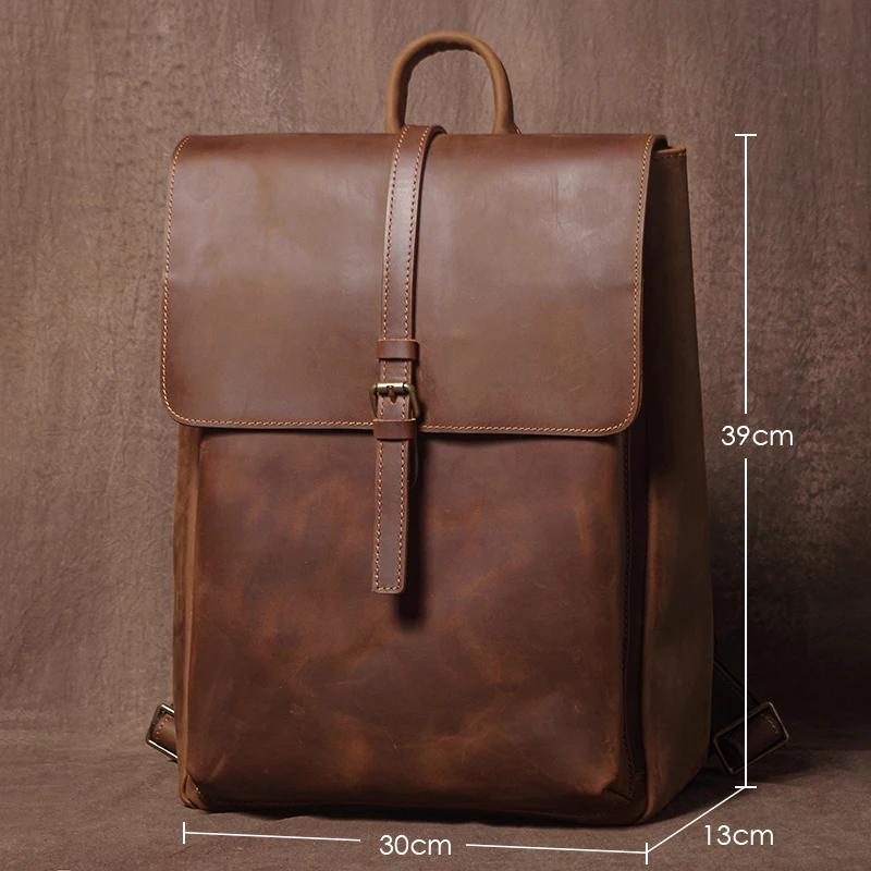 GURO – sac à dos rétro en cuir véritable pour hommes et femmes, sac de voyage à rabat Simple, en cui