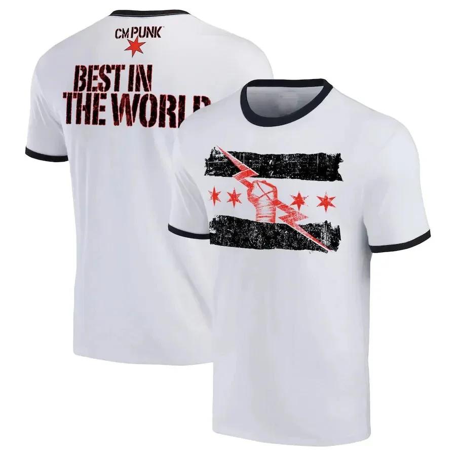 Chemise d'été pour hommes, imprimé en 3d, manches courtes, lutteur cm, col punk, T-shirt de rue, spo
