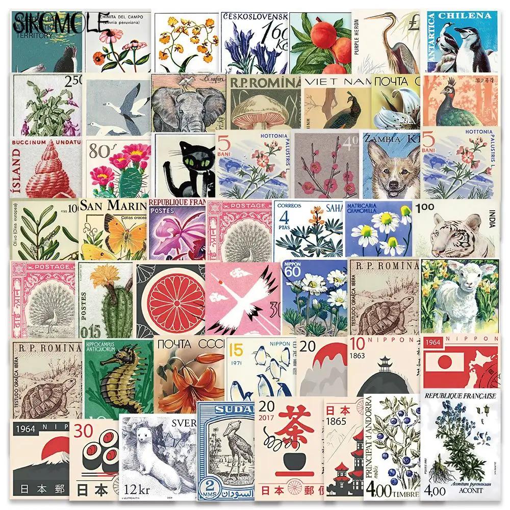 10/30/50 PIÈCES Dessin Animé Rétro Art Timbres Autocollants Style Japonais BRICOLAGE Voyage Bagages 