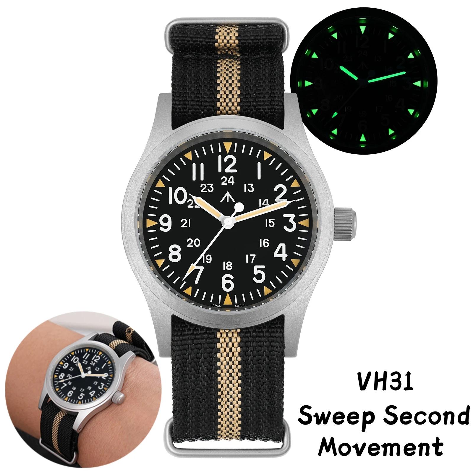 Militado ML05 montre Vintage VH31 balayage deuxième mouvement dôme cristal saphir avec revêtement AR