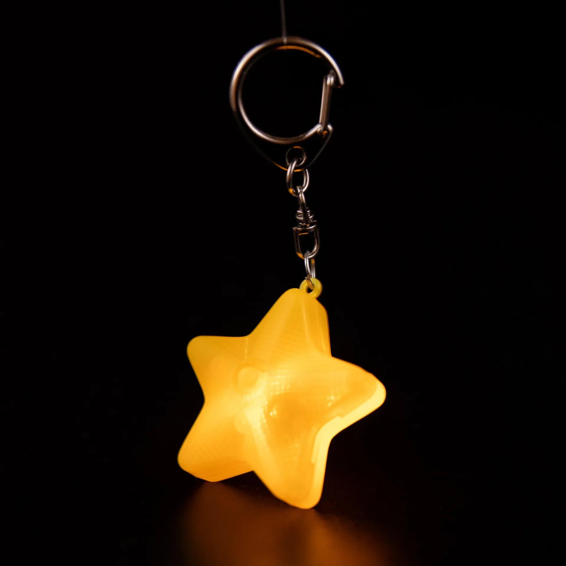 Porte-clés lumineux étoile de dessin animé, mignon, en acrylique, lampe étoile, accessoires de sac p