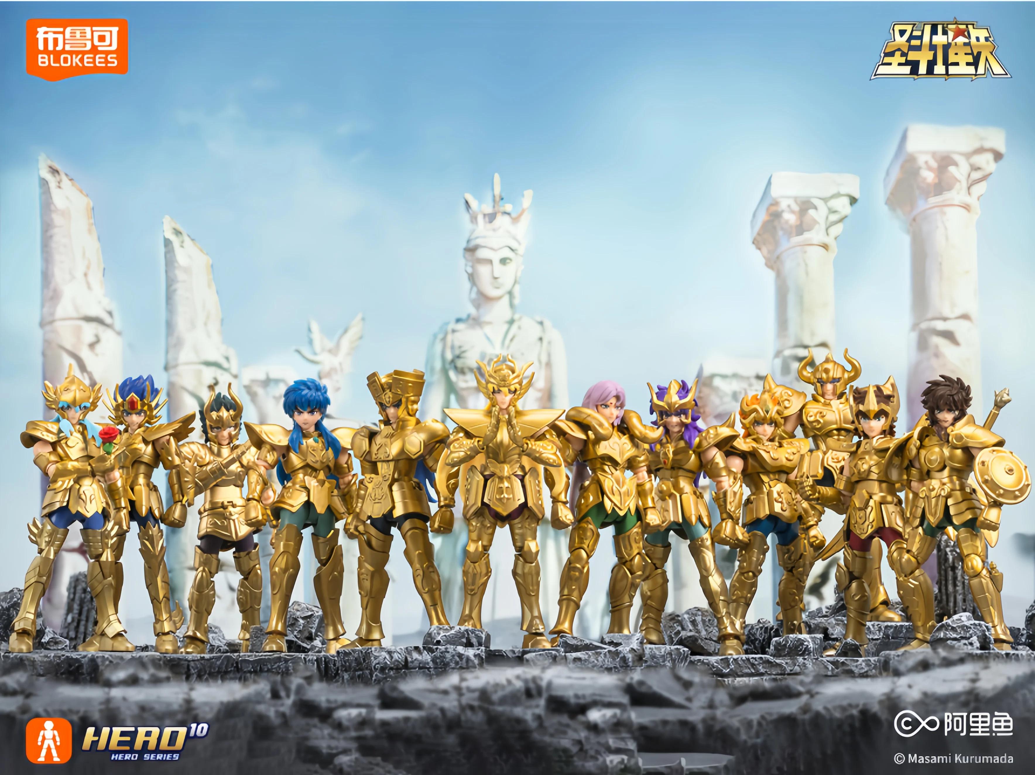 BLOKEES Gold Saint Stars Series Wave1- 4 Blind Box |   Ensemble de figurines d'action sous licence S