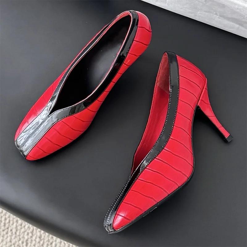Chaussures plates pour femmes de haute qualité, à bordures contrastées, à découpe peu profonde, avec