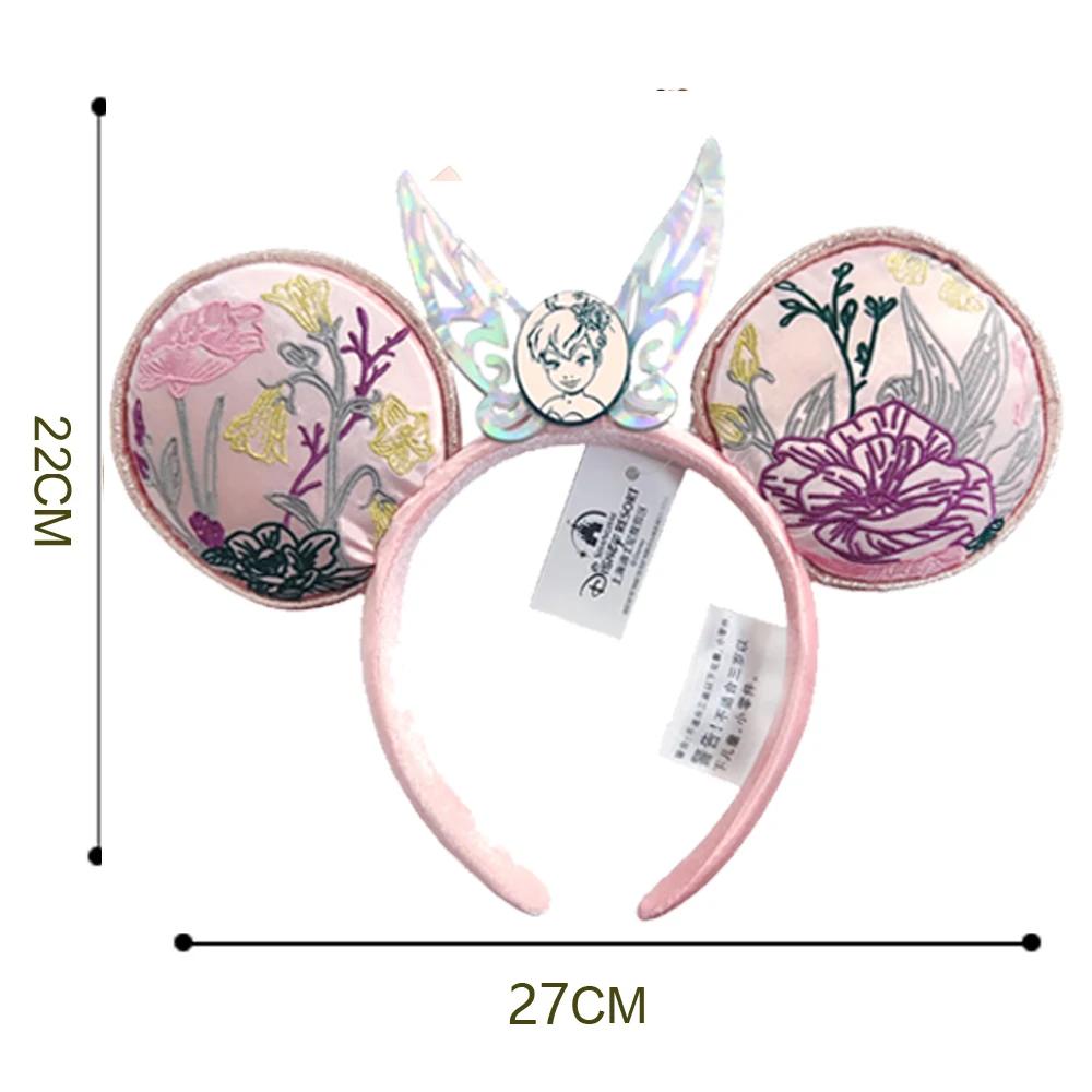 Nouveau serre-tête Disney Minnie Mouse avec oreilles brodées roses, petite clochette, pour cosplay d