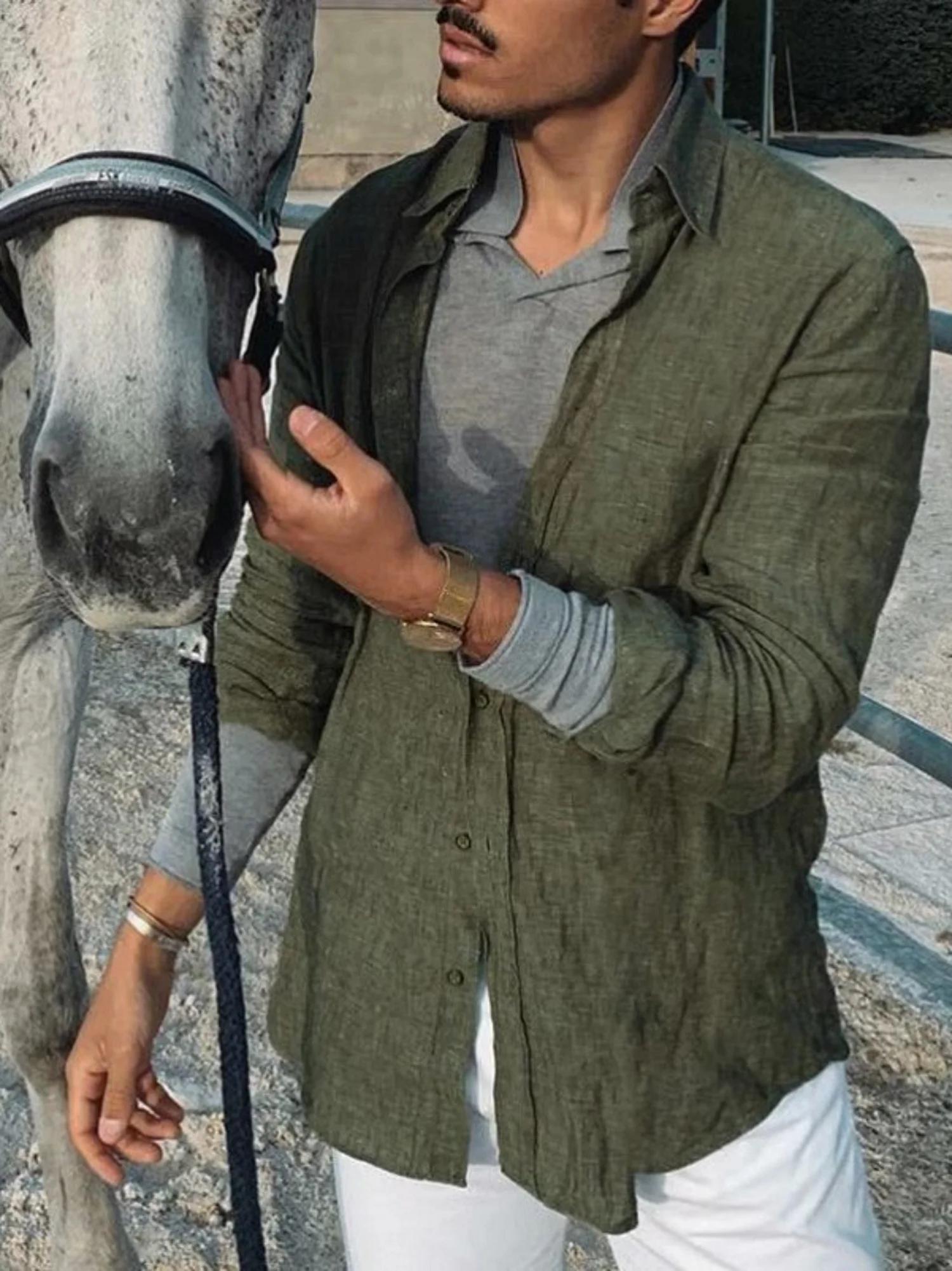Chemise à Manches sulfpour Homme, Cardigan à Revers, Couleur Unie, Décontracté, Adapté aux Activités