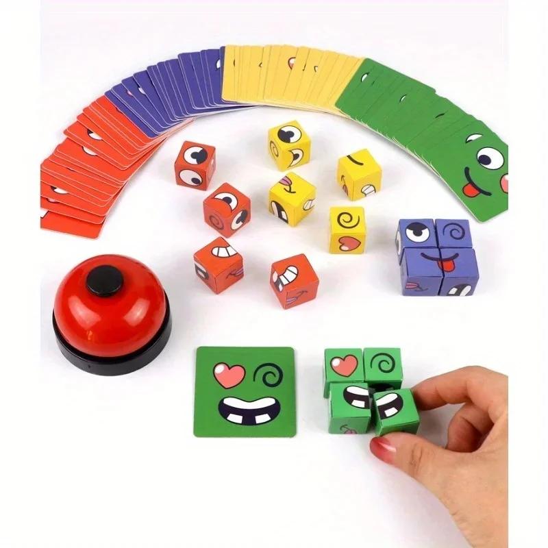 Jeu de Cube de changement de visage pour enfants, Puzzle d'expression Montessori, blocs de construct