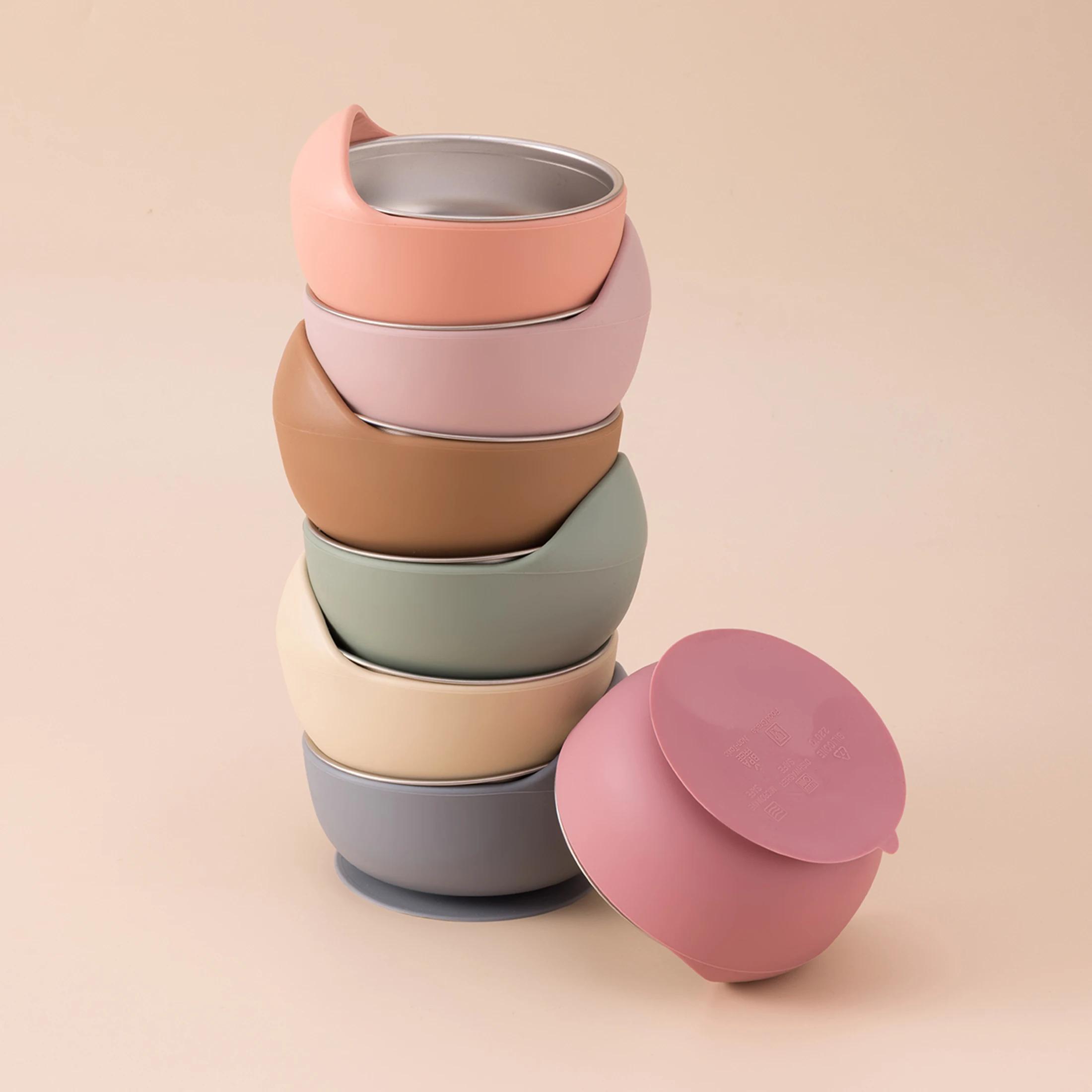 Assiettes à vaisselle en acier inoxydable, ensemble d'alimentation pour bébé avec bol à ventouse en 