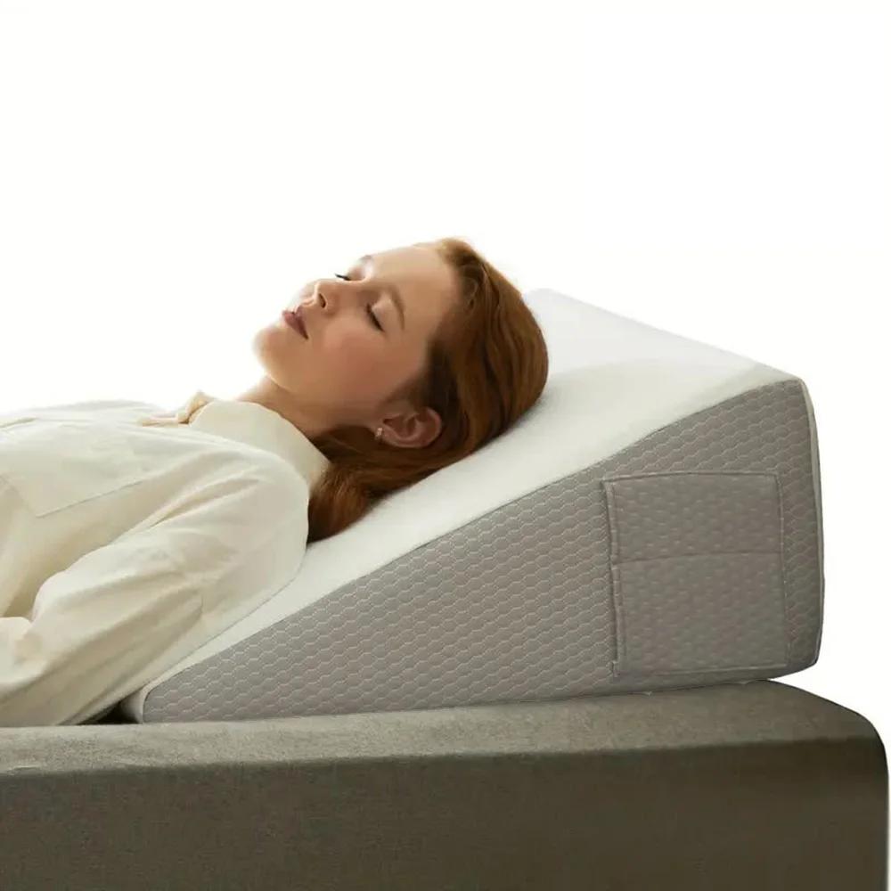 Oreiller compensé de lit pour dormir, dessus en mousse à mémoire de forme douce, cale d'oreiller tri