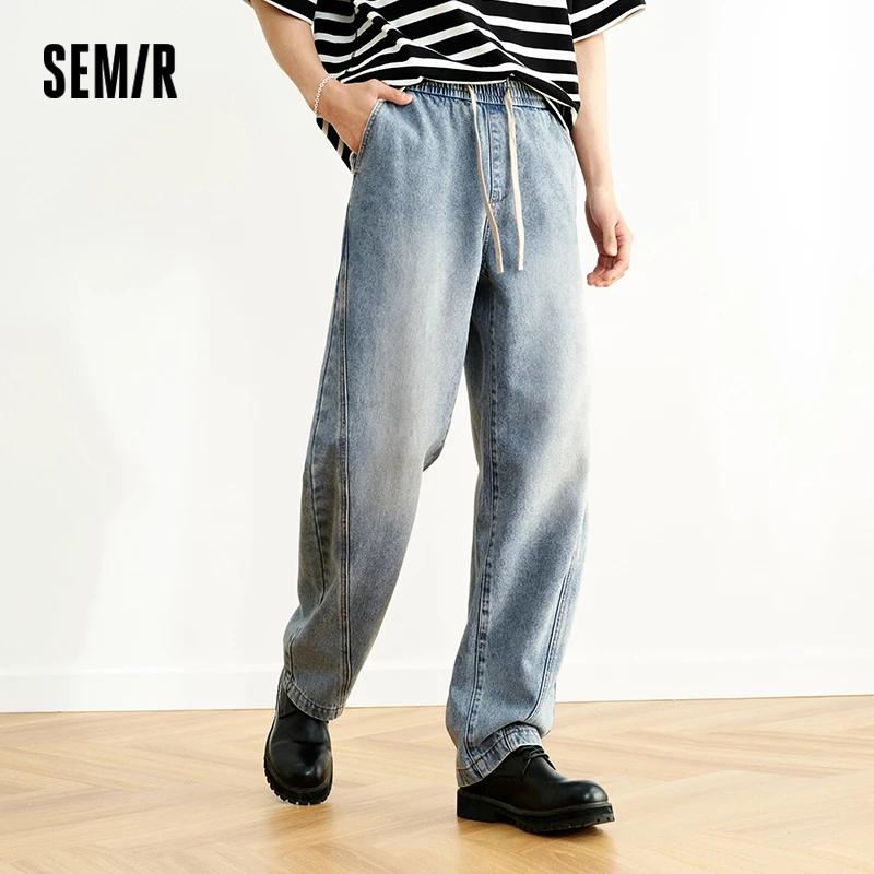 Semir jean hommes ample jambe droite américain ourlet incurvé 2025 nouveau été pantalons longs rétro