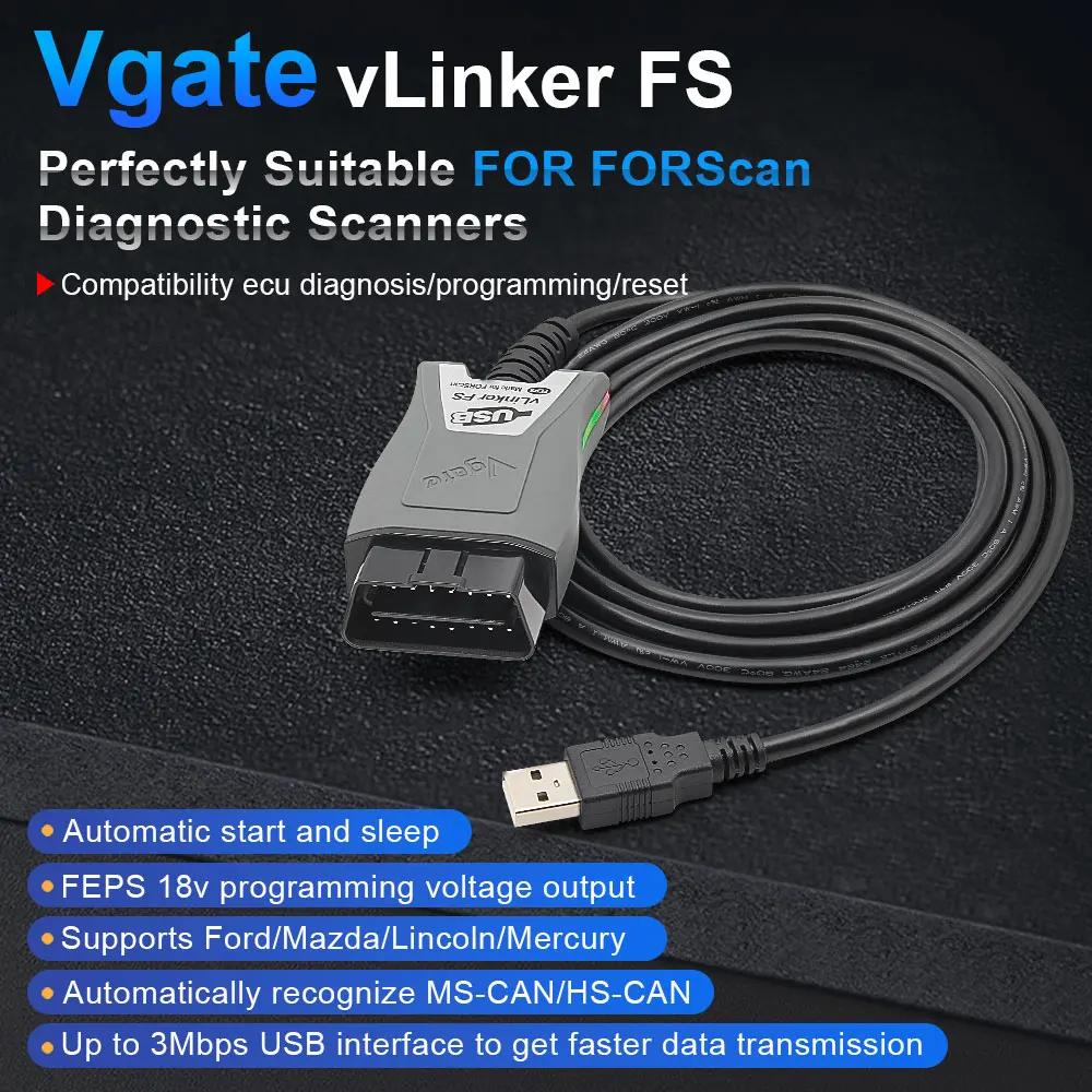 Vgate vLinker elasticity ELM327 pour Ford FORScan HS MS LilELM 327 OBD 2 OBD2, outils petde EAU de d