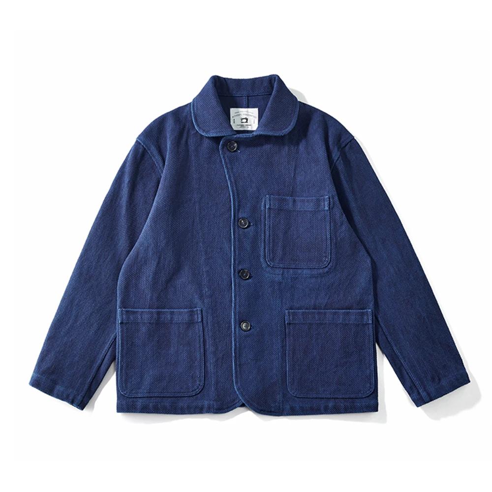 Veste Indigo poids lourd hommes automne hiver vêtements de travail Vintage veste d'outillage bleu te