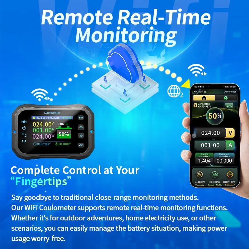 Compteur Coulomb WiFi KM140F, volt-ampèremètre de puissance, indicateur de capacité de batterie au l