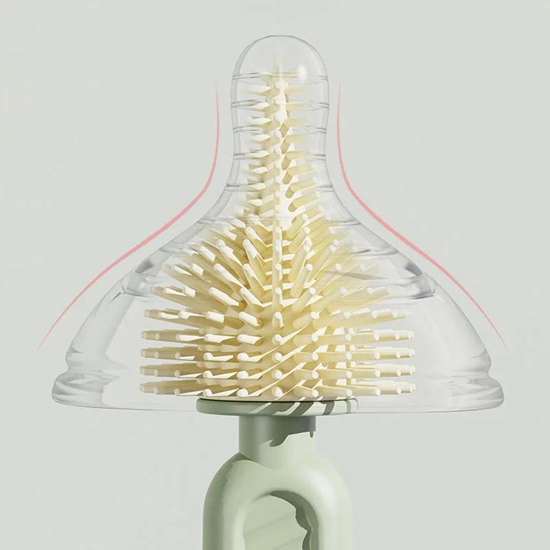 Brosse à biberon en Silicone pour bébé, ensemble d'outils de nettoyage portables à poignée droite 36