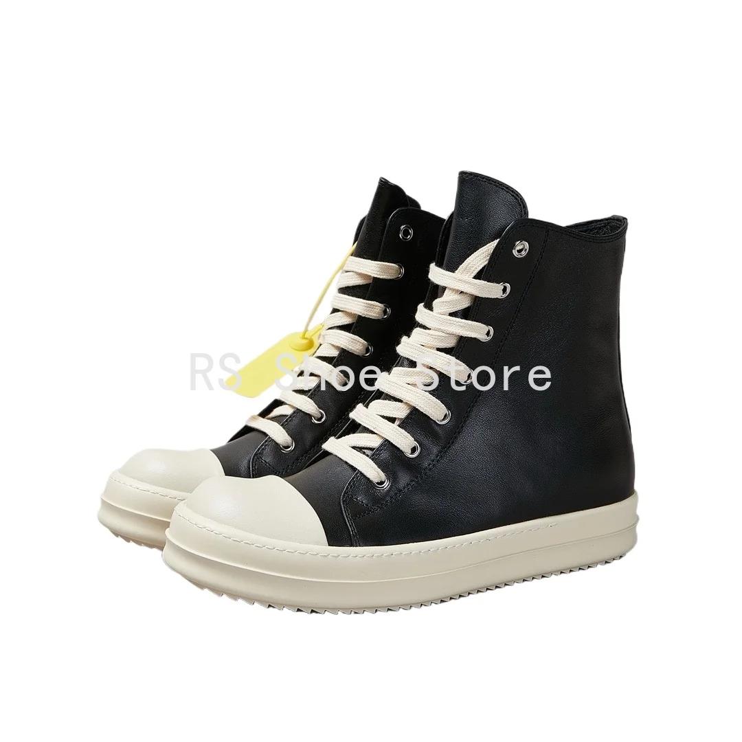 Ro Boot – chaussures montantes en cuir noir pour hommes et femmes, baskets classiques de styliste av