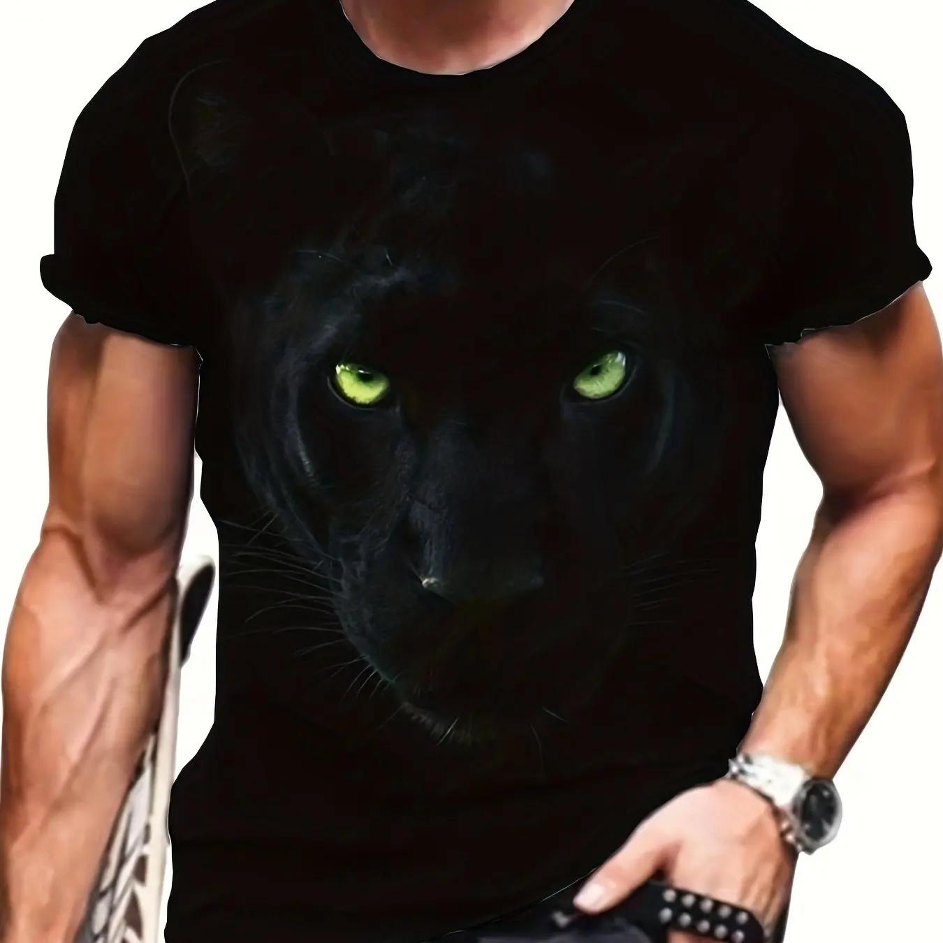 T-shirt d'été à motif lion et tigre 3D pour hommes, T-shirt respirant micro élastique décontracté, a