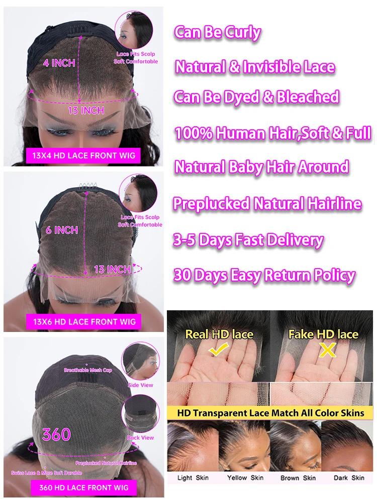 Perruque Lace Frontal Water Deep Wave 13x4 13x6 360 HD en cheveux humains bouclés, 30 40 46 pouces, 