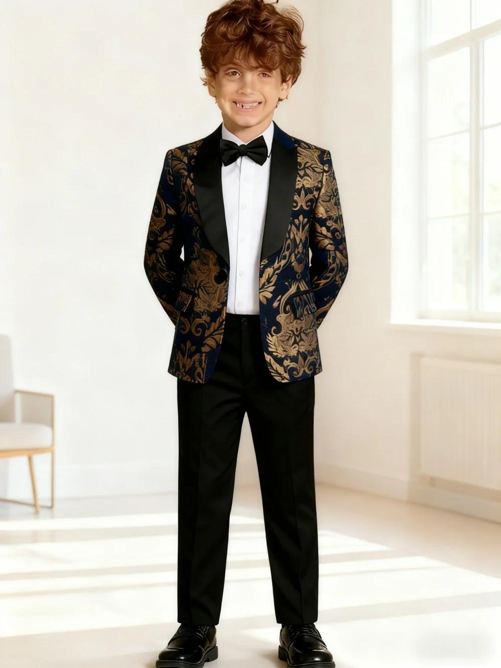 Ensemble de costume brodé doré de qualité supérieure pour garçons de 3 à 14 ans, costume de Communio