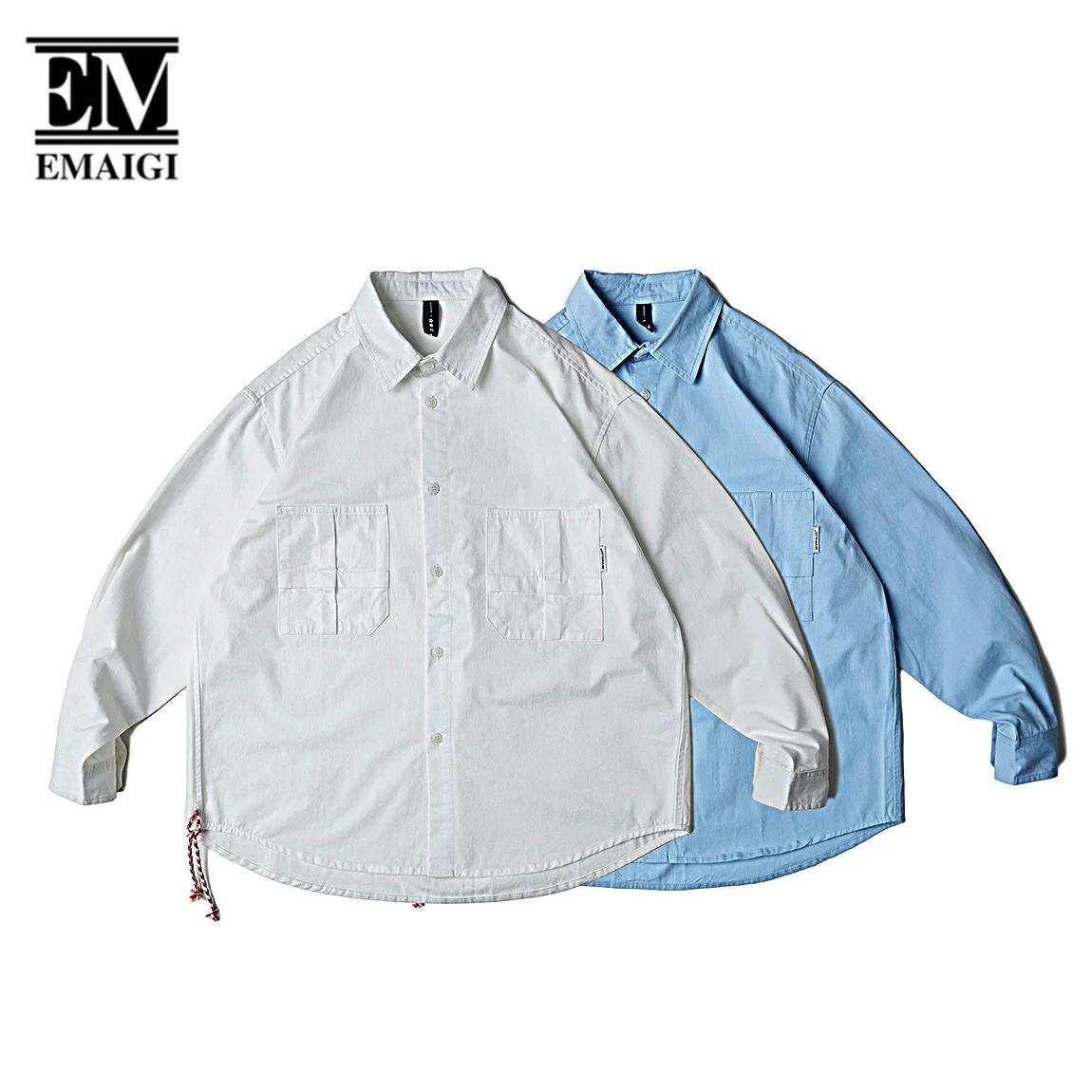 Cityboy-Chemises cargo en coton à manches longues pour hommes, Streetwear japonais pour adolescents,