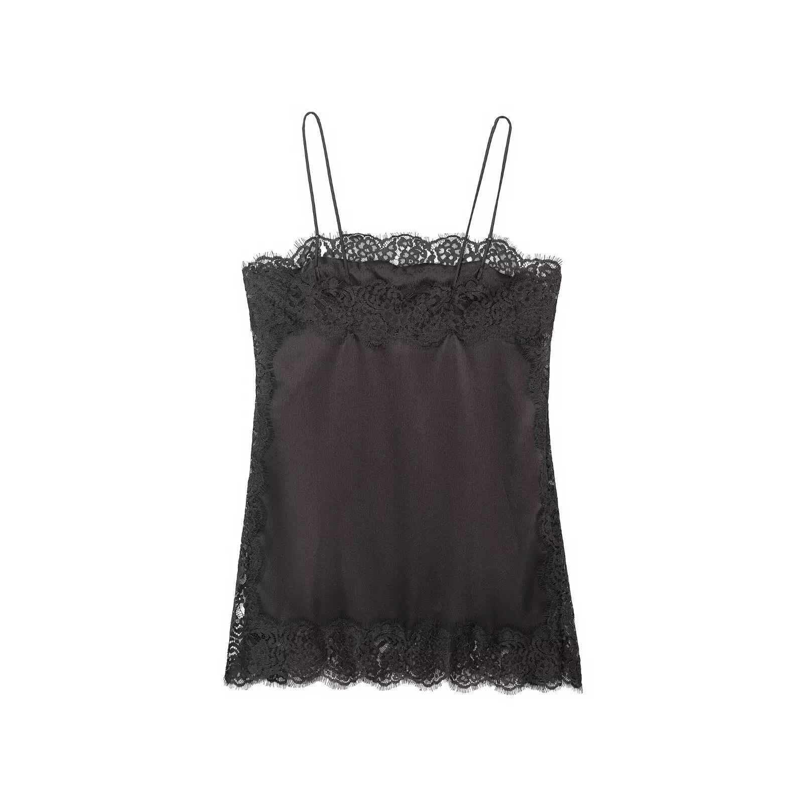 Zevity 2026 femmes Sexy dentelle couture doux Satin fronde Blouse femme Style intérieur marque chemi