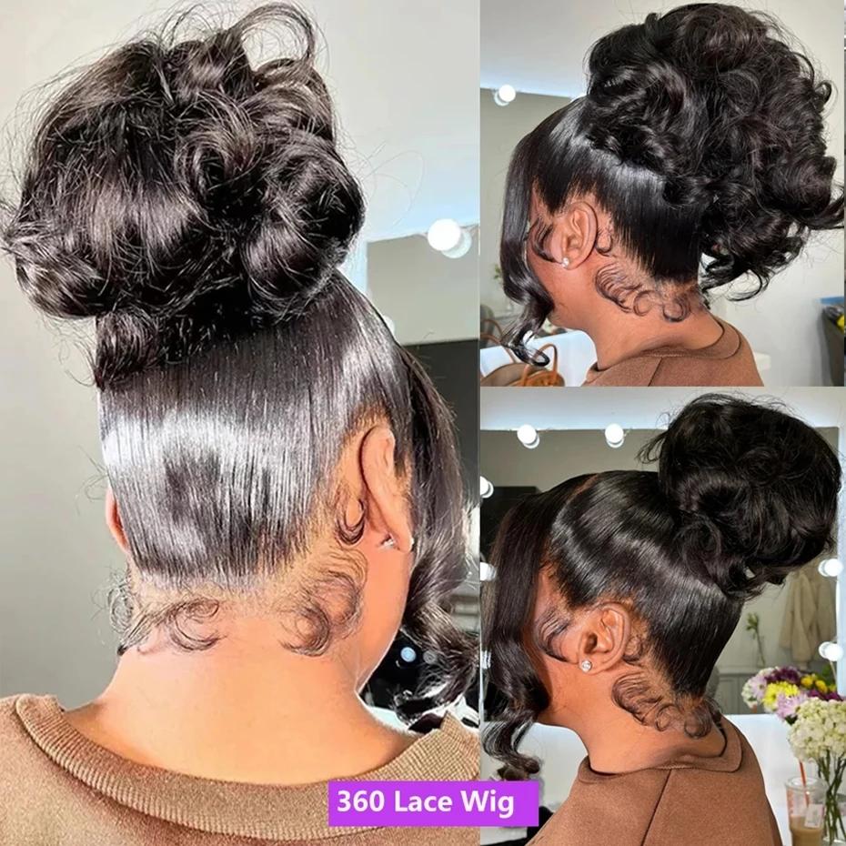 Perruque Full Lace Wig Body Wave Brésilienne Naturelle, 34 Pouces, Pre-Plucked, Transparent, Bling, 