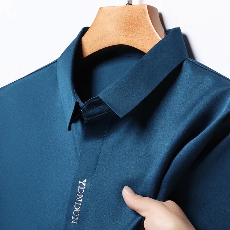 Chemise d'affaires déformable à manches courtes pour hommes, haut décontracté, document solide, conf