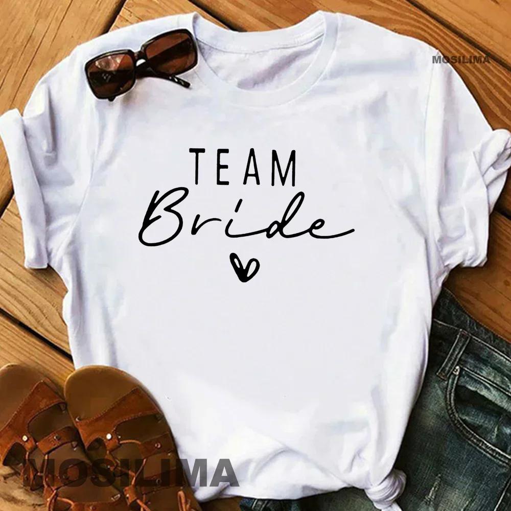 Femmes coton T-Shirt équipe mariée enterrement de vie de jeune fille douche poule fête demoiselle d'