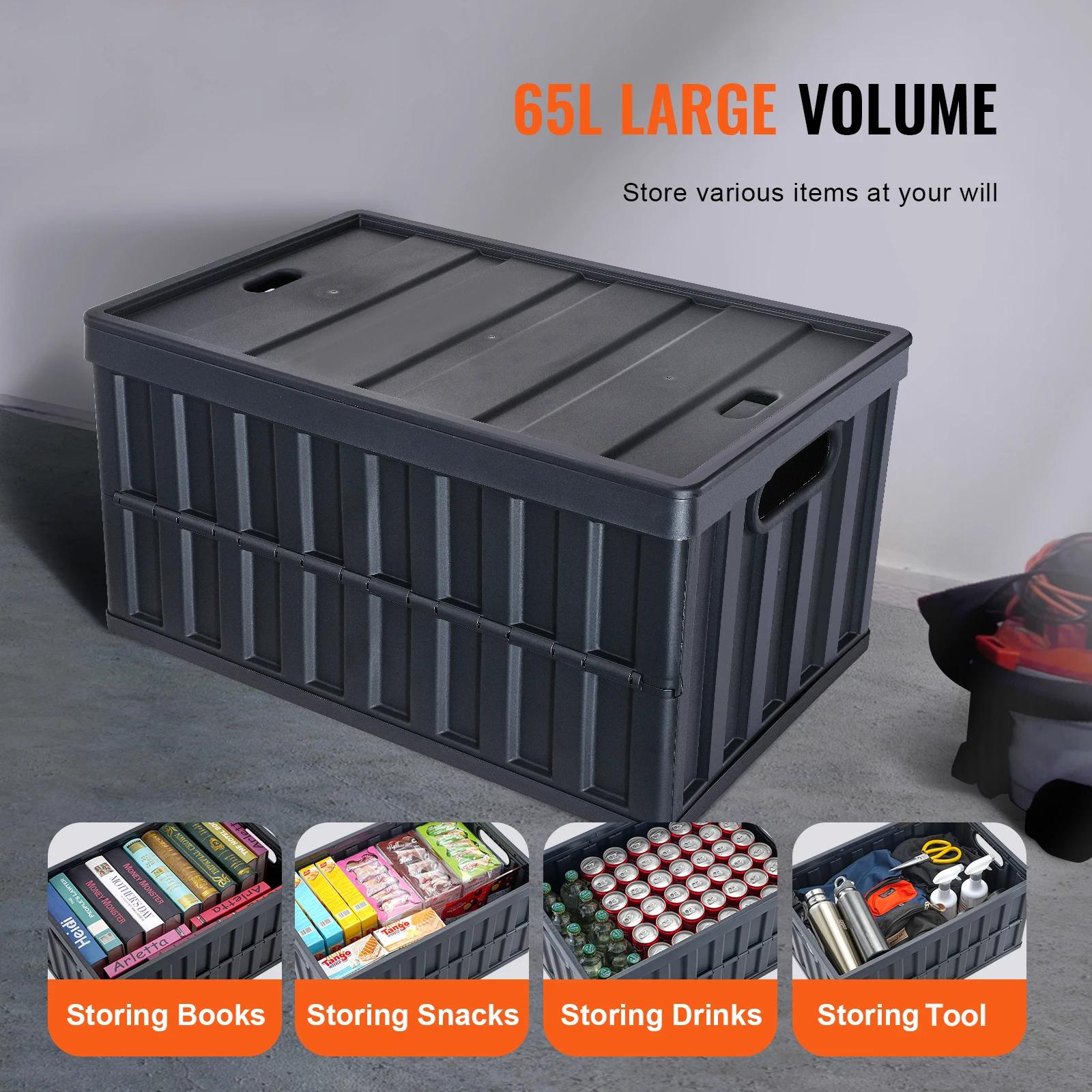 SucceBuy Lot de 3 bacs de rangement pliables 45L/65L, caisses de garage utilitaires empilables plian