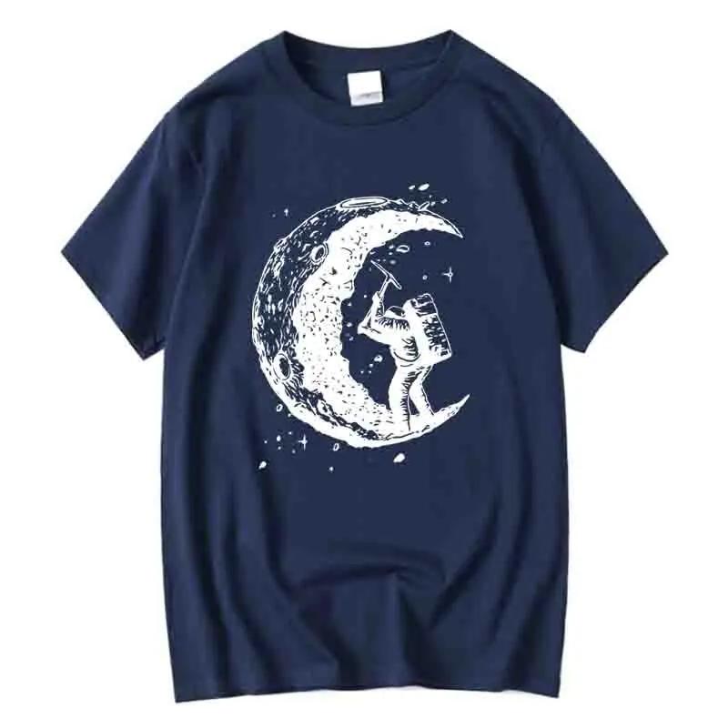 Hommes de haute qualité 100% coton lune imprimer décontracté été Cool à manches courtes hommes t-shi