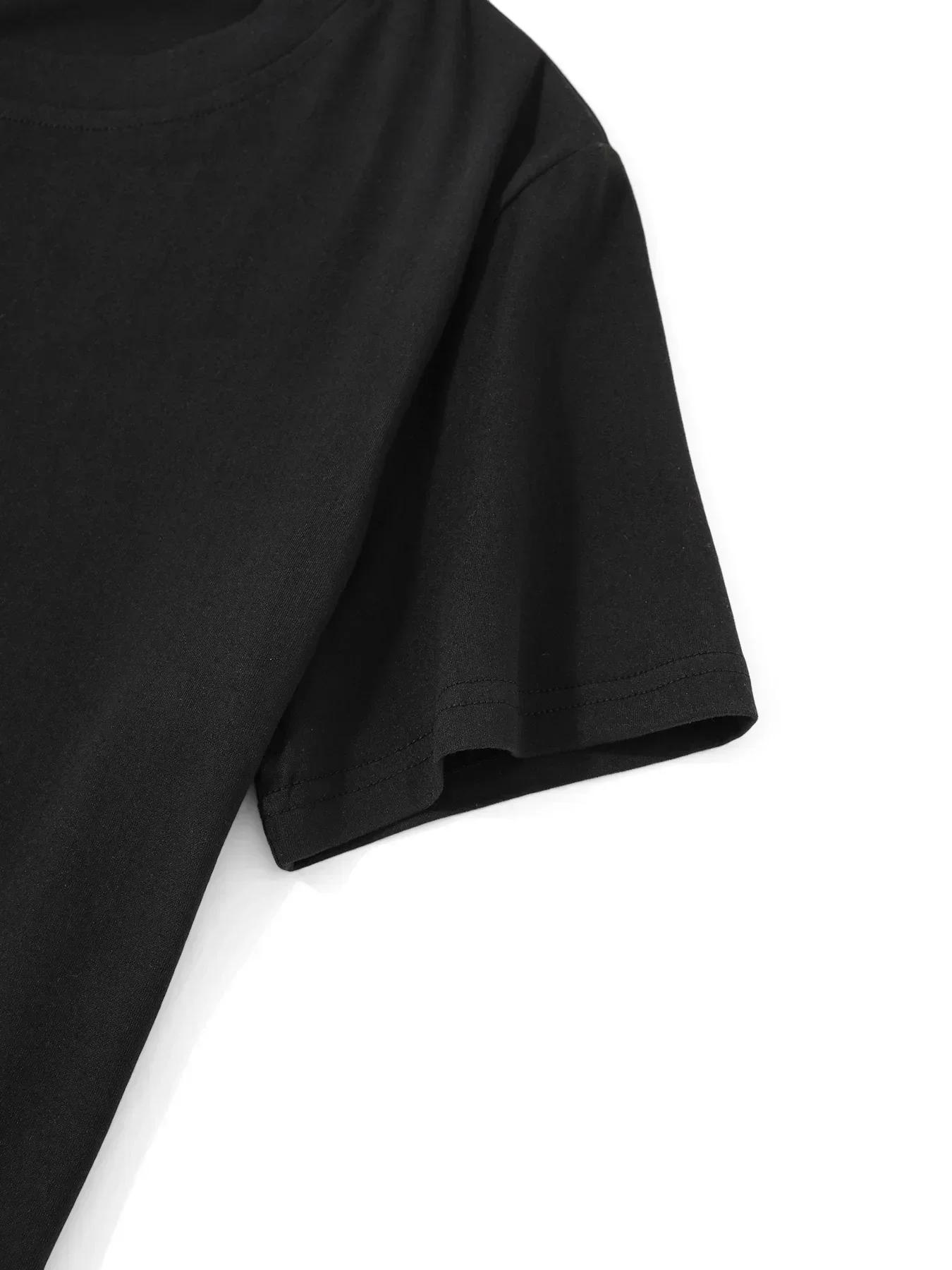 T-shirt pour femme à imprimé lettres, manches courtes, col rond, décontracté, pour l'été et le print