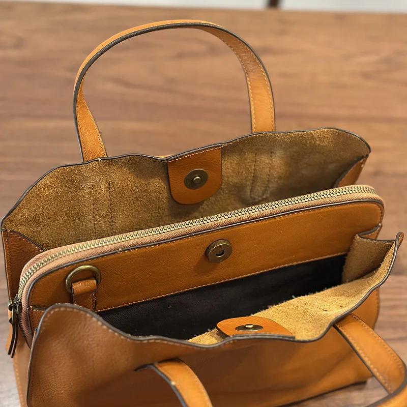 Sac à main Johnature 2026 Printemps Nouveau en cuir véritable, sac fourre-tout décontracté et polyva