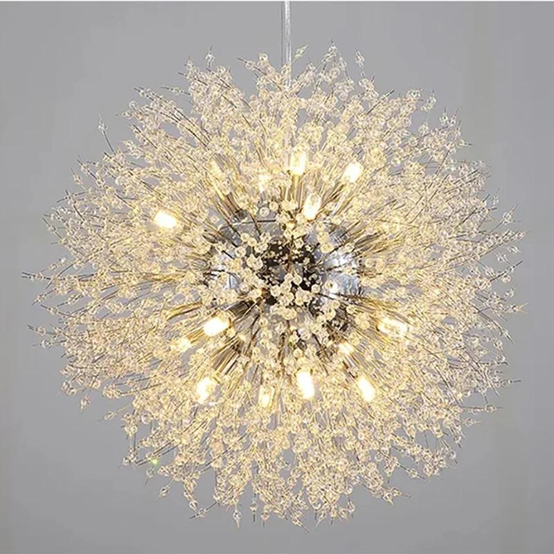 Lustre pissenlit doré moderne et luxueux, salon, salle à manger, chambre à coucher, étoile, boule de