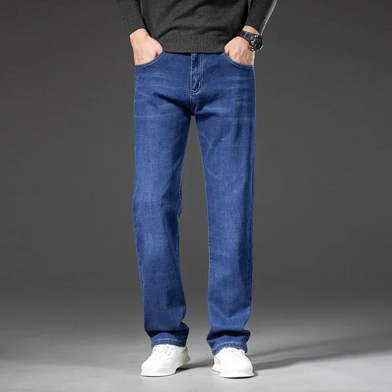 Jean droit en Denim pour hommes, pantalon en Denim, Style classique, extensible, décontracté, grande