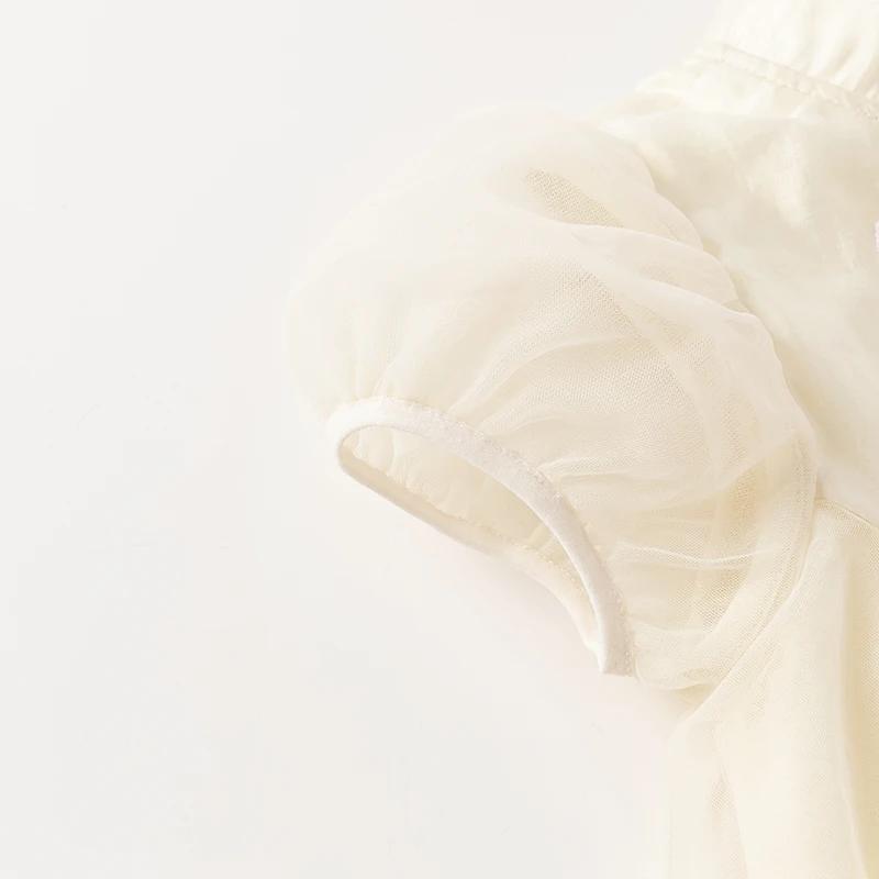 Dave Bella fille robe de princesse 2025 nouvel été enfants bébé manches courtes maille mignon doux c