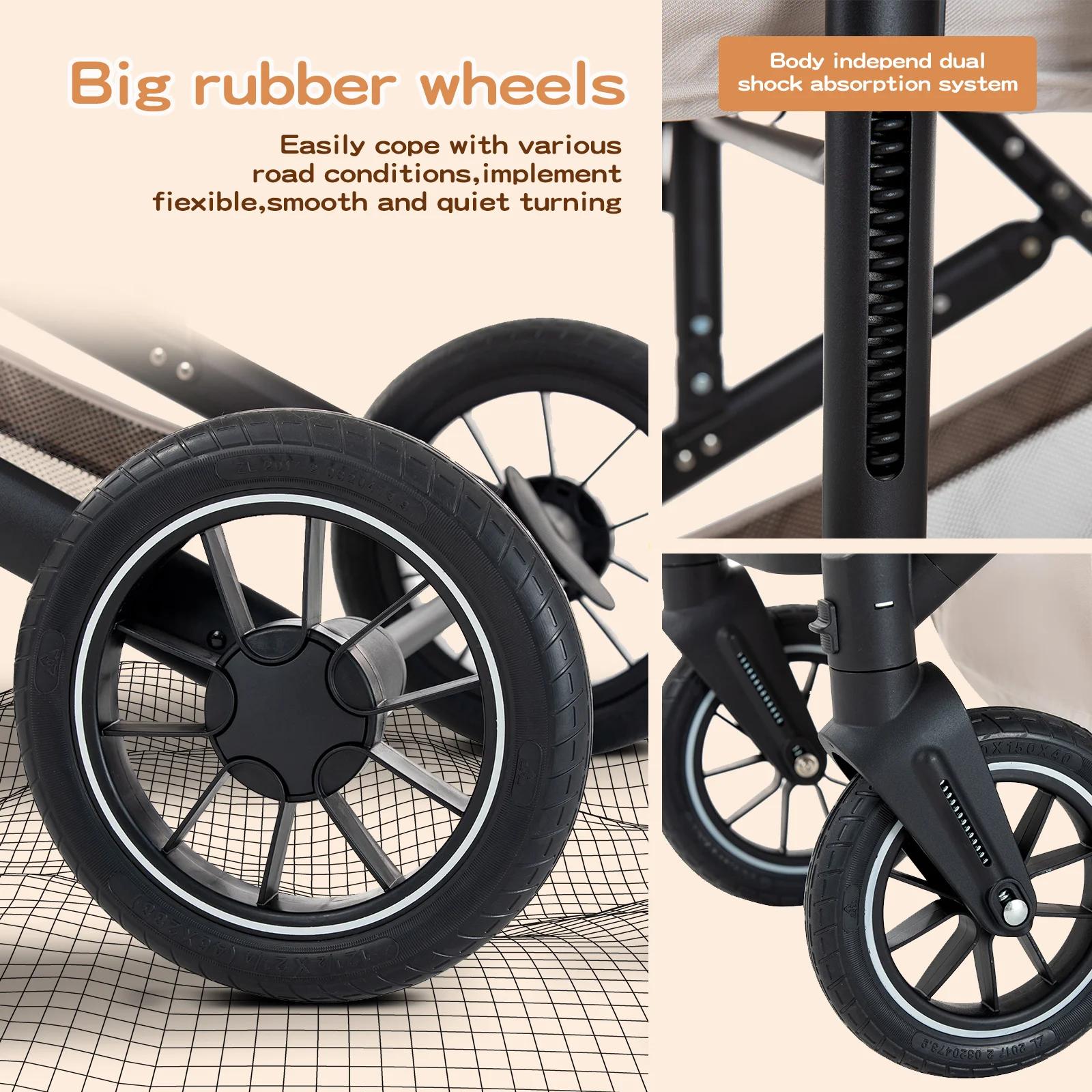 Poussette de luxe 3-en-1 avec siège auto pour nouveau-né, landau tout-terrain, poussette de voyage p